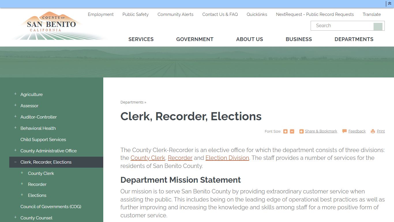 Clerk, Recorder, Elections | San Benito County, CA