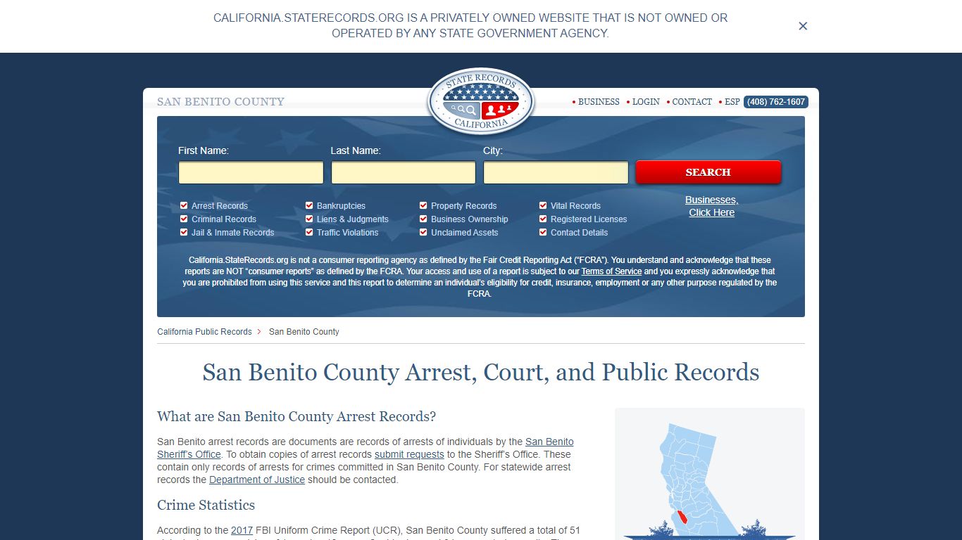 San Benito County Arrest, Court, and Public Records