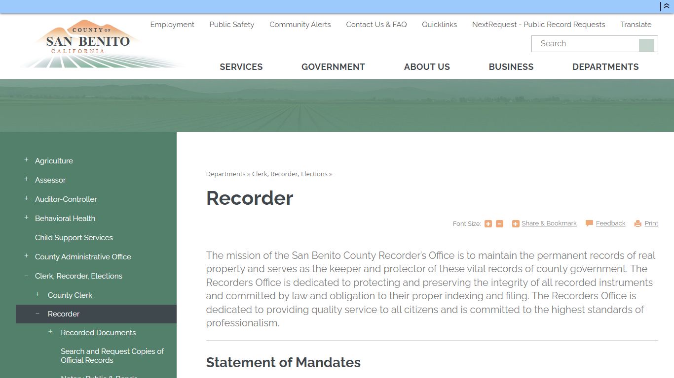 Recorder | San Benito County, CA