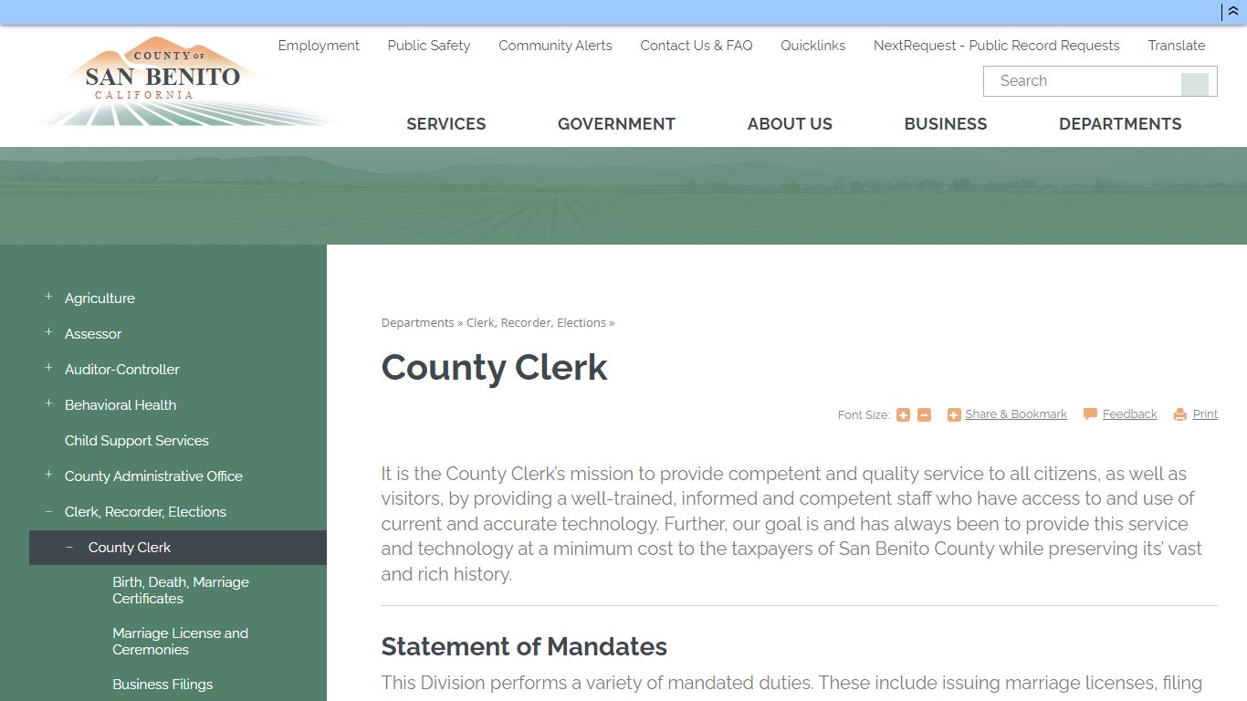 County Clerk | San Benito County, CA